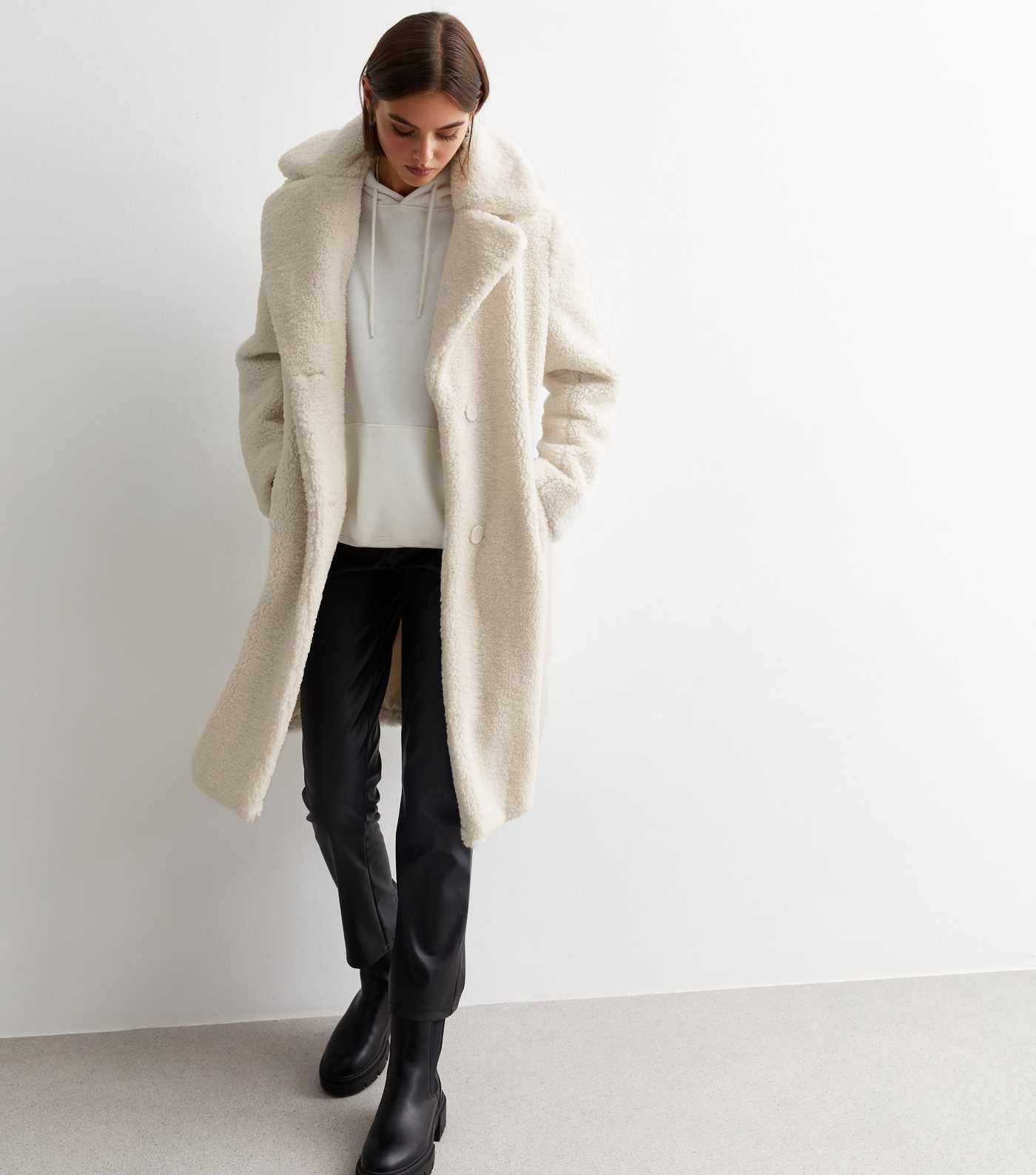 Cream Teddy Long Coat | New Look | New Look (UK)