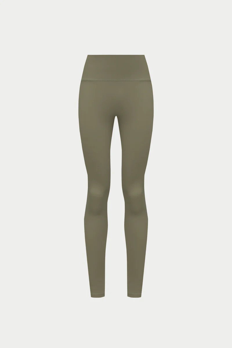 EMBLEM SCULPTING STRETCH LEGGINGS - KHAKI | The Couture Club