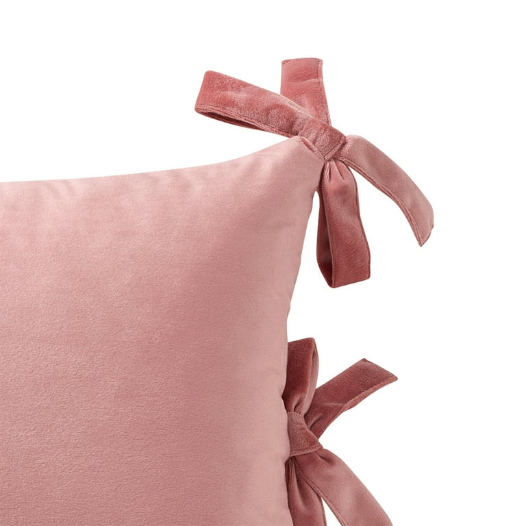 Home Decor Collection 14" x 20" Blush Pink Velvet Bow Oblong Decorative Pillow | Walmart (US)