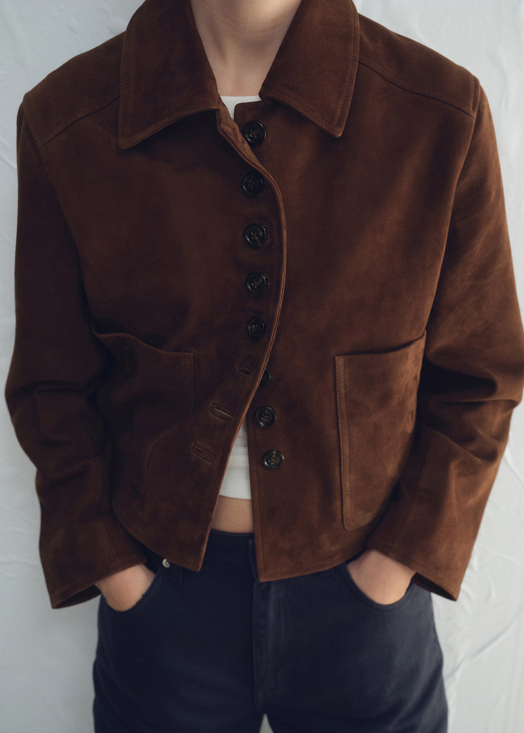 Suede jacket with buttons | Mango (US/MX/AU)