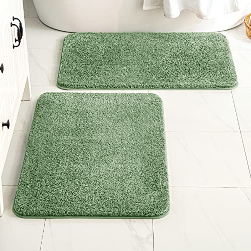 MIULEE Sage Green Bathroom Rugs Set 2 Piece, Non Slip Bath Mat with Absorbent Microfiber, Ultra Soft Thick Rugs for Bathroom Floor Tub Shower, Machine Washable (24 x 36 Inches) | Amazon (US)