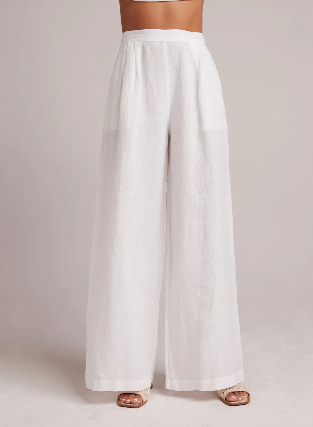 High Waisted Linen Pleated Pant- White | Bella Dahl
