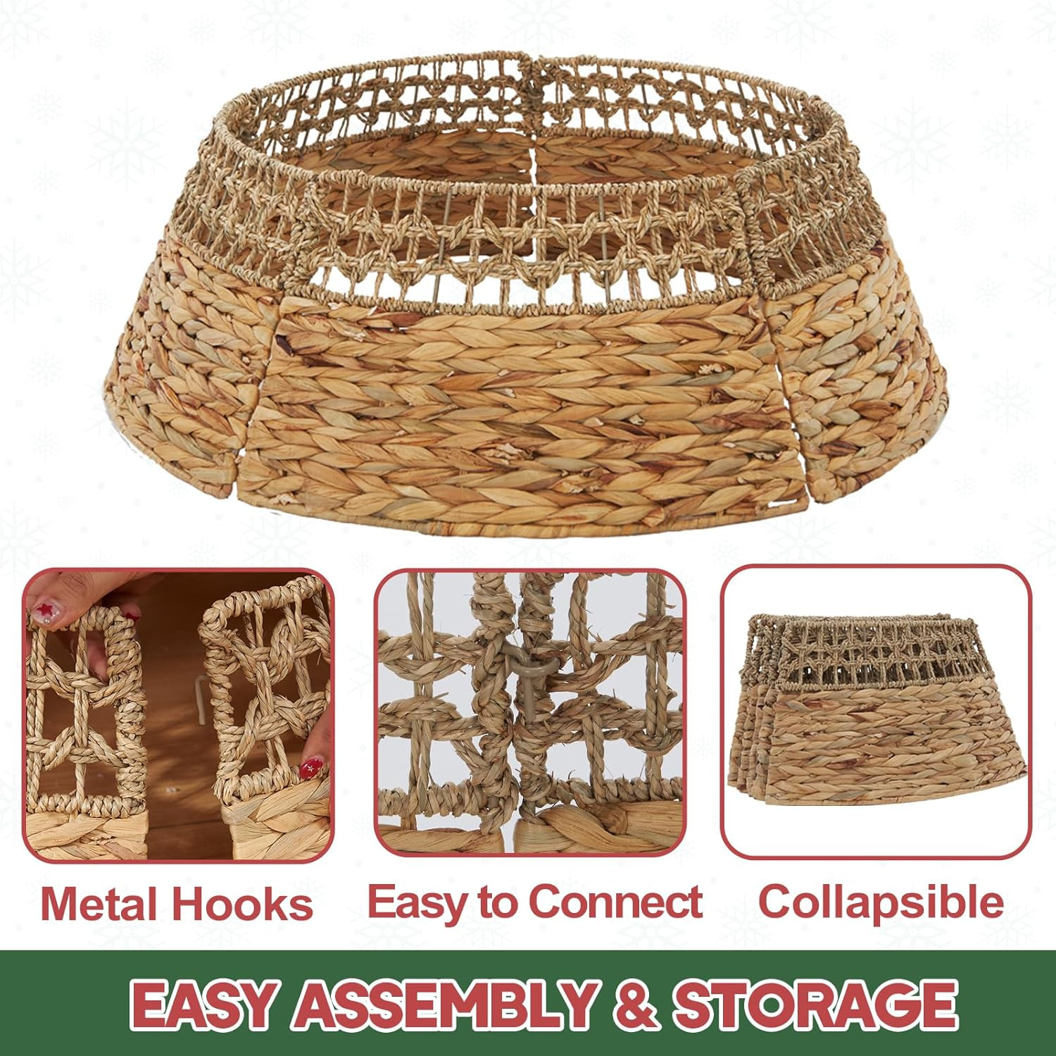 FairyHaus Christmas Tree Collar for 7.5ft Artificial Trees, 28 Inch Seagrass and Water Hyacinth W... | Amazon (US)