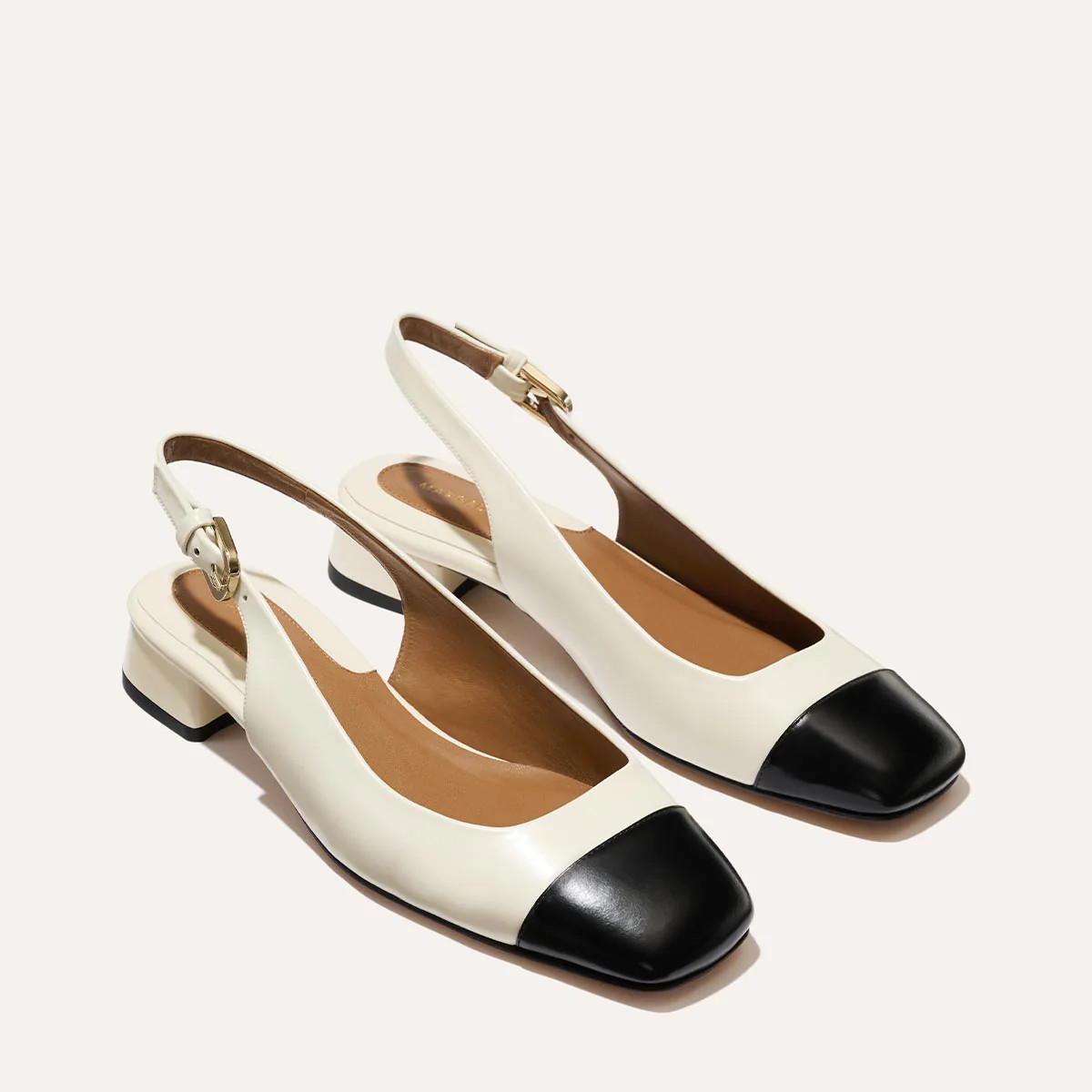 The Darcy Slingback - Cream and Black Calf | Margaux