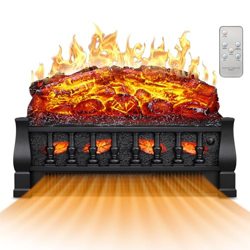 21 Inches Electric Fireplace Insert Log Heater Set, Freestanding Heater with Adjustable Flame Brightness and Flicker Speed, 750w/1500w Heating, Overheat Protection, Remote Control | Amazon (US)