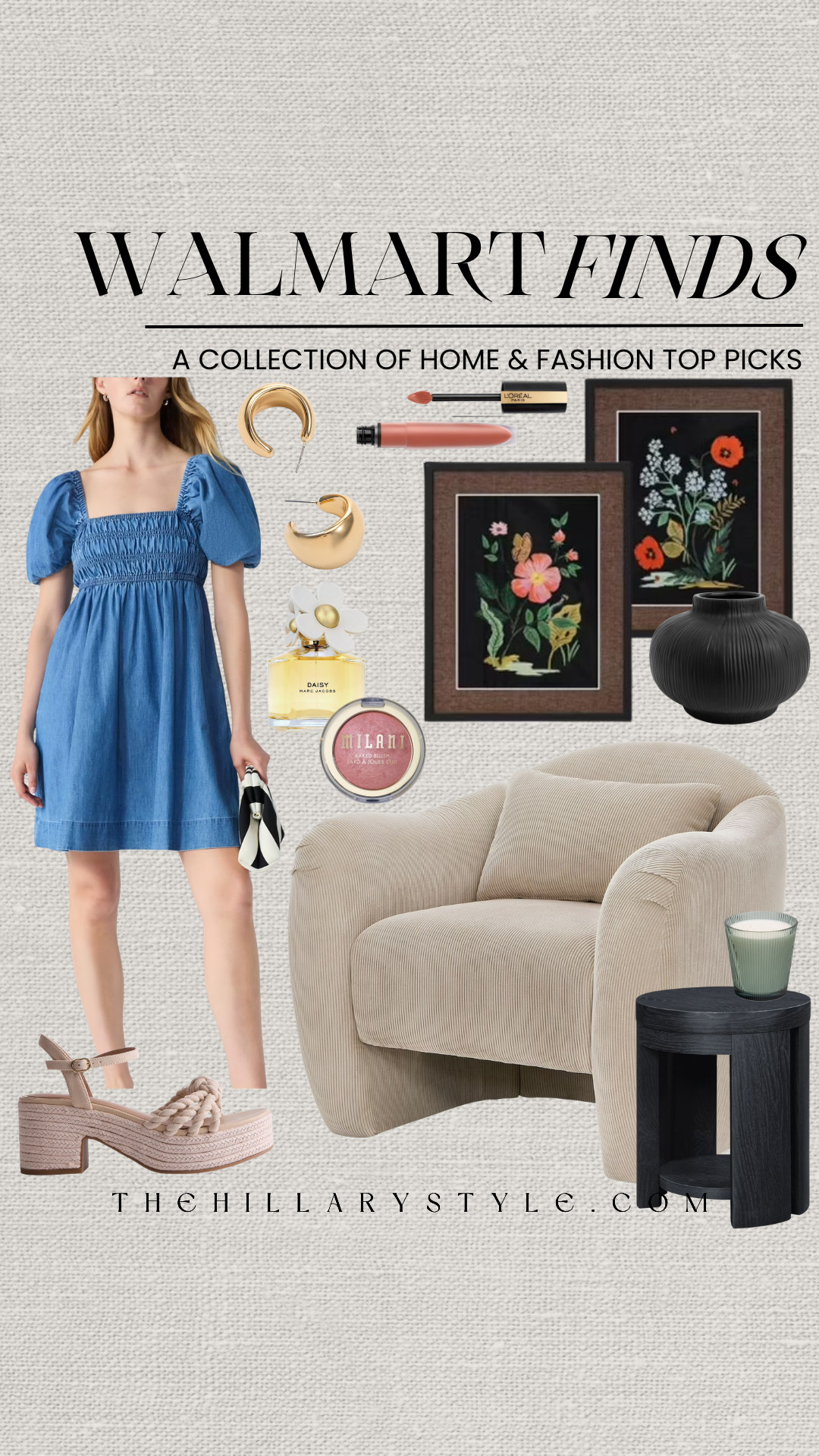 Walmart Spring Home and Fashion Finds: Modern Organic Aesthetic
Upgrade your lifestyle with these affordable Walmart finds that perfectly capture the modern organic and quiet luxury vibe. This collection features a stunning smocked denim dress paired with braided platform sandals for an effortless spring-to-summer look. For your home, we’re loving the corduroy accent chair and moody neutral floral wall art that add texture and warmth to any space. These Walmart fashion and home decor picks prove you can achieve a high-end, curated look on a budget. Shop these top picks to refresh your wardrobe and entryway design with ease! 

 #TheHillaryStyle #WalmartFinds #WalmartFashion #ModernOrganic #QuietLuxury #HomeRefresh #SpringStyle #AffordableLuxury #EntrywayDesign #WalmartHome #NeutralAesthetic #MinimalistStyle #SummerOutfits #InteriorDesignInspo 

#LTKootd #LTKSeasonal #LTKHome