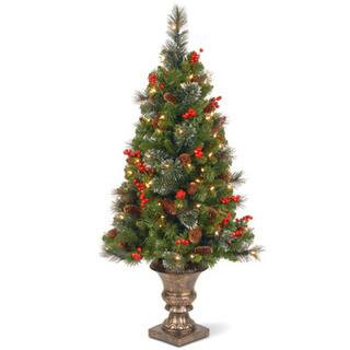4 Ft Pre-Lit & Pre-Decorated Potted Crestwood Spruce Slim Artificial Christmas Tree, Clear Lights By National Tree Company in Green | Michaels® | Michaels Stores