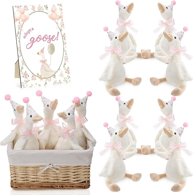 One Silly Goose 1st Birthday Decoration 8 Sets 15.7 Inch Soft Silly Goose Stuffed Animal Hat with... | Amazon (US)