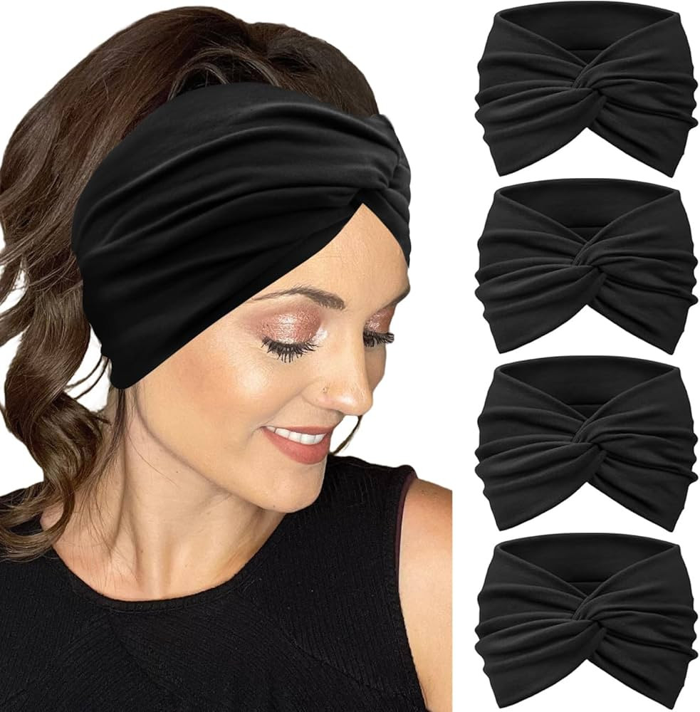 IVARYSS Extra Wide Headbands for Women Non-Slip, 7'' Large Twist Knotted Stretchy Wraps Head Band... | Amazon (US)