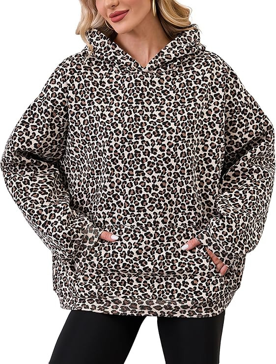 Womens Camo Hoodies Maple Leaf Print Oversized Hooded Sweatshirt Fleece Pullover Sweatshirts Long... | Amazon (US)