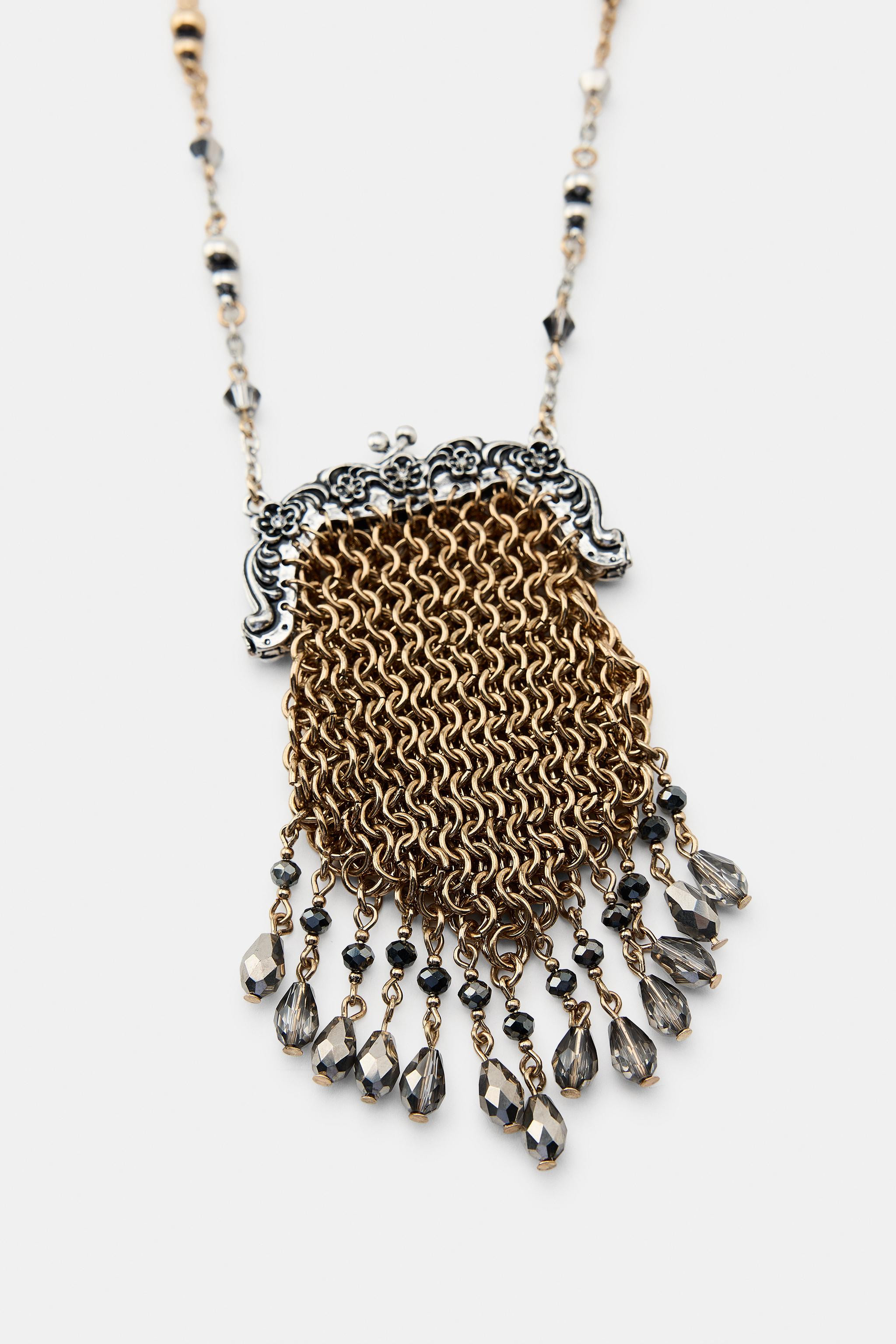 COMBINED JEWELED BAG NECKLACE | Zara US