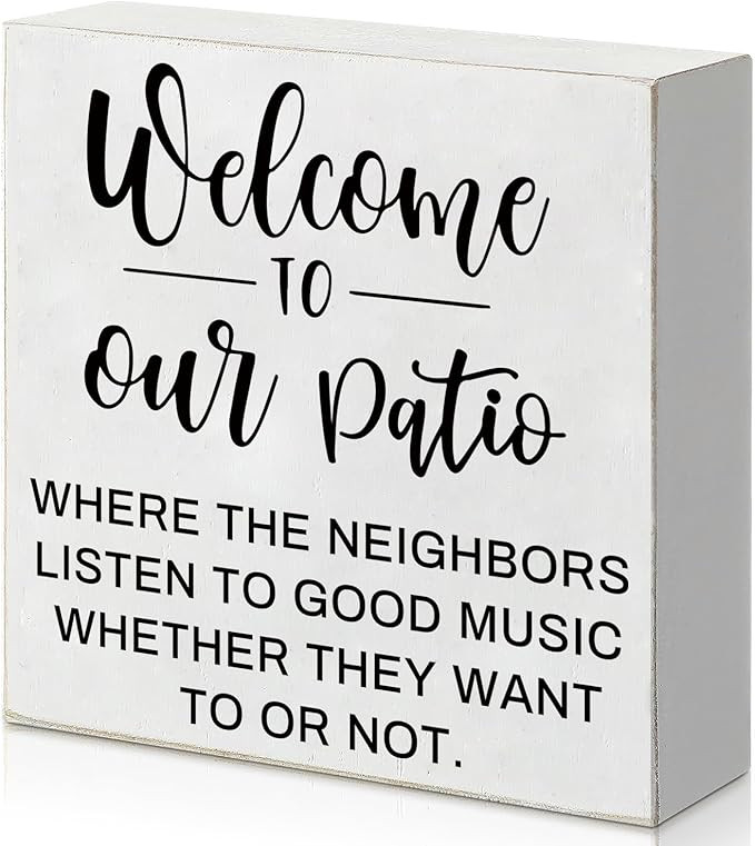 Welcome To The Patio Outdoor Patio Decor White Wooden Box Wall Art for Deck, Backyard, Bar, and G... | Amazon (US)
