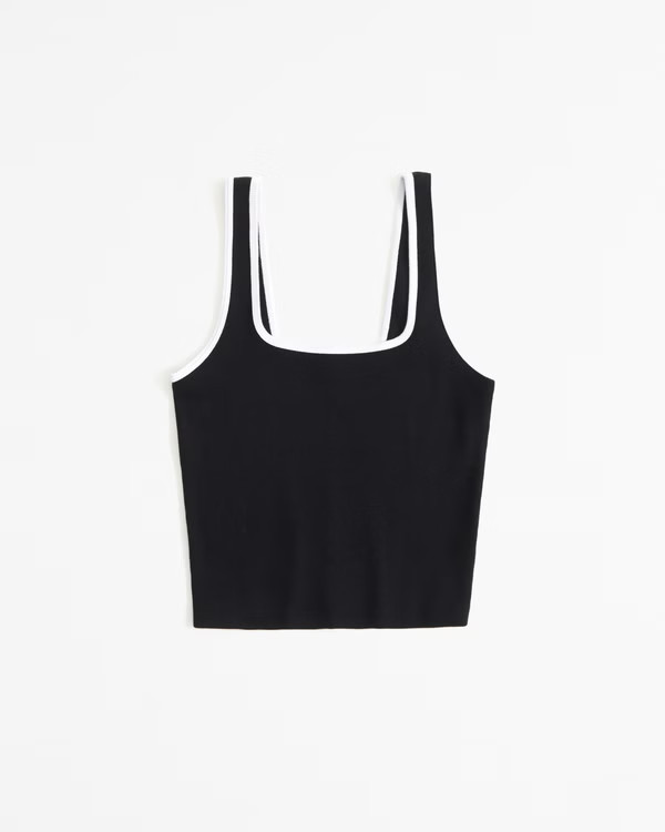Essential Cropped Squareneck Rib Tank | Abercrombie & Fitch (US)