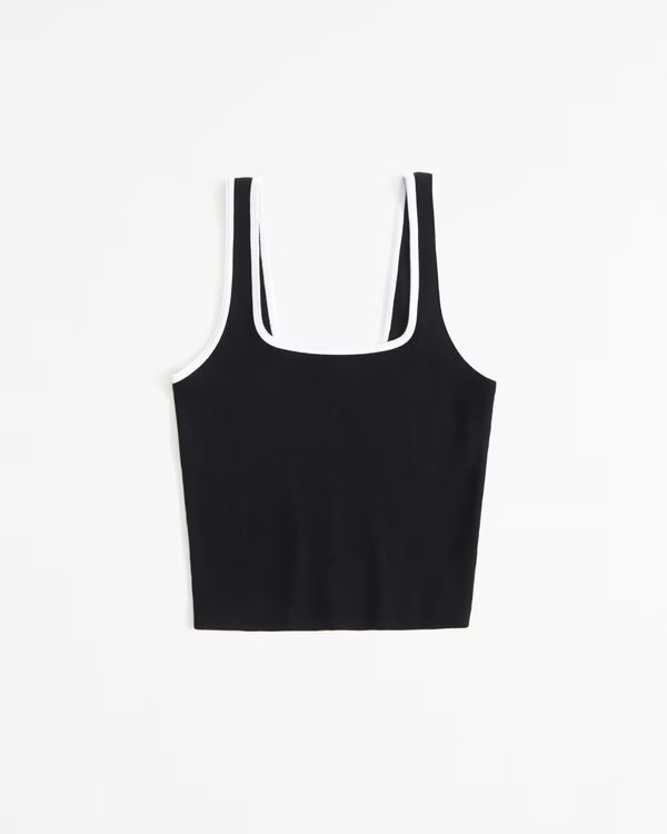 Women's Essential Cropped Squareneck Rib Tank | Women's New Arrivals | Abercrombie.com | Abercrombie & Fitch (US)