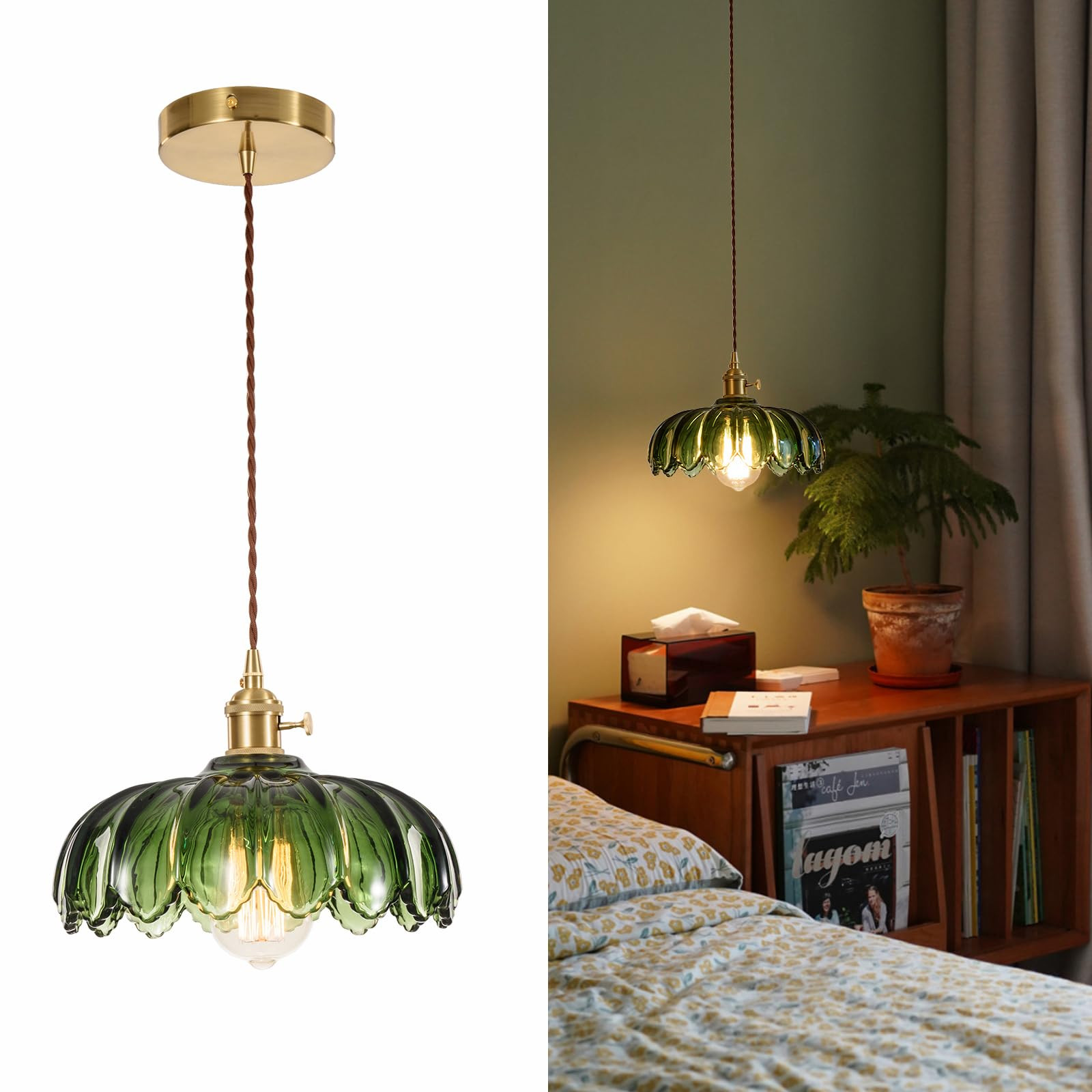 XZHGCEE Vintage Pendant Light Fixtures: Glass Pendant Lights Kitchen Island, Green Pendant Light,... | Amazon (US)