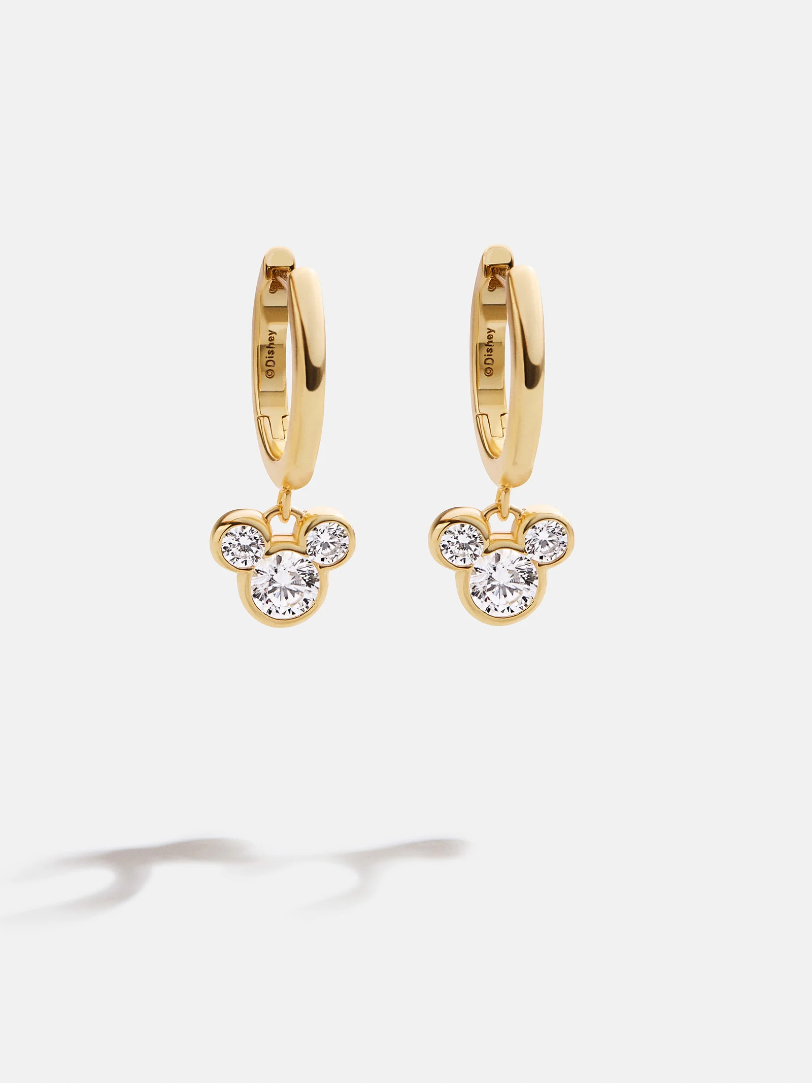 Disney Mickey Mouse 18K Gold Plated Sterling Silver Bezel Huggie - Gold/Pavé | BaubleBar