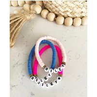 Personalized Heishi Disc Name Bracelet Custom Stacking Bracelet | Etsy (US)