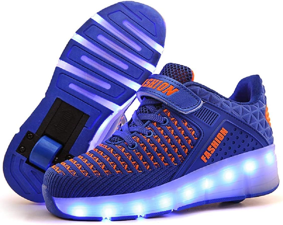 Nsasy Kids Roller Shoes Boy Girl Sneakers with Wheels Become Sport Sneaker with Led for Christmas... | Amazon (US)