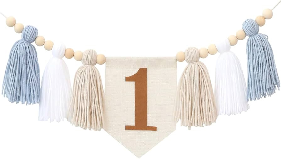 Boho Blue Handmade 1st Birthday High Chair Banner First Highchair Banner For Baby Boys Wild One W... | Amazon (US)