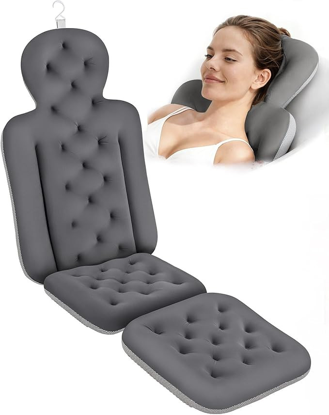 Bath Cushion, Full Body Bathtub Pillow with 160 Suction Cups, Bath Mat for Head and Neck Support,... | Amazon (US)