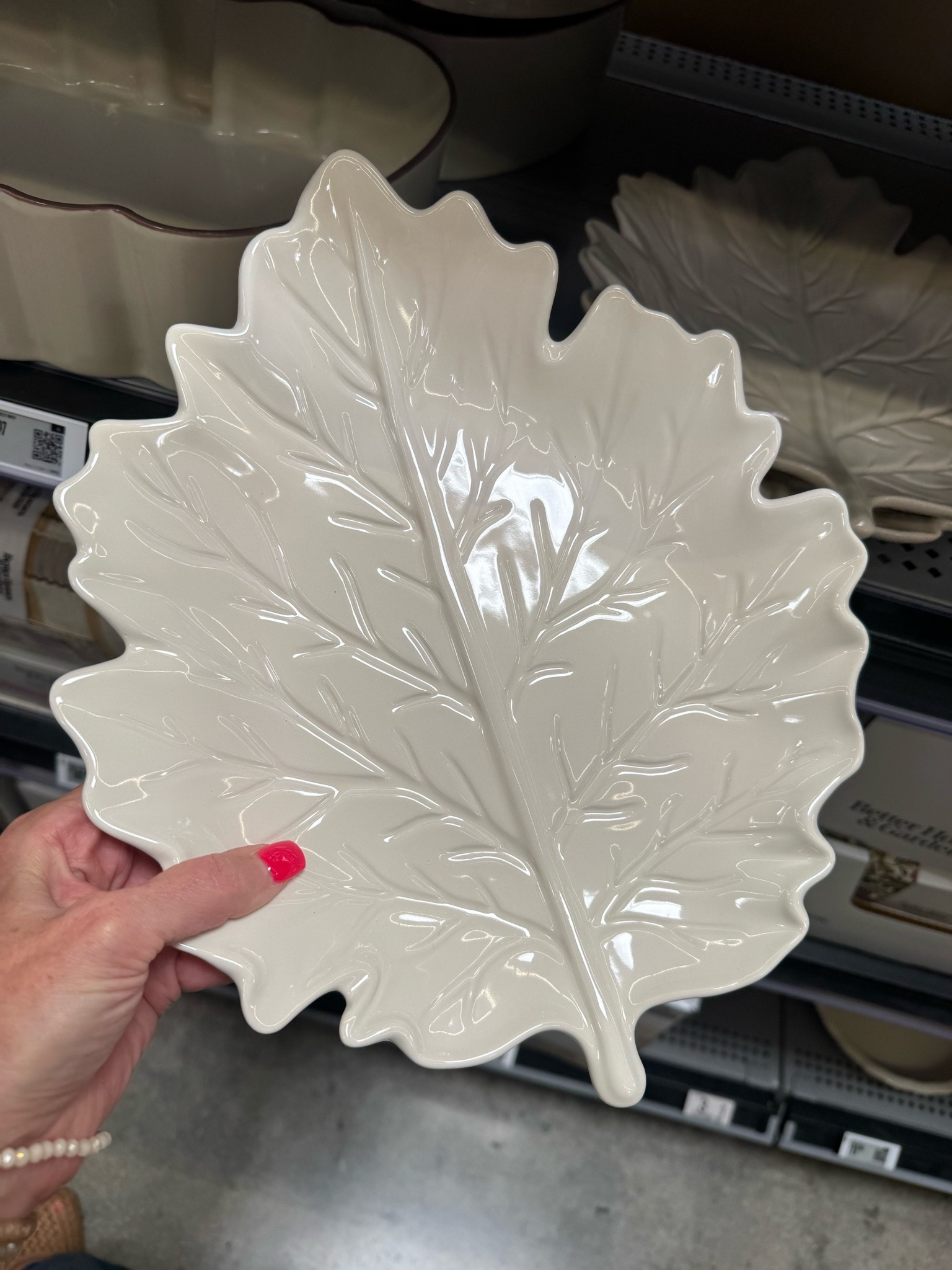 $10 Walmart Better Homes & Gardens Cream Figural Leaf Stoneware 12" x 10" Serving Platter

#LTKHome #LTKSeasonal #LTKOver40