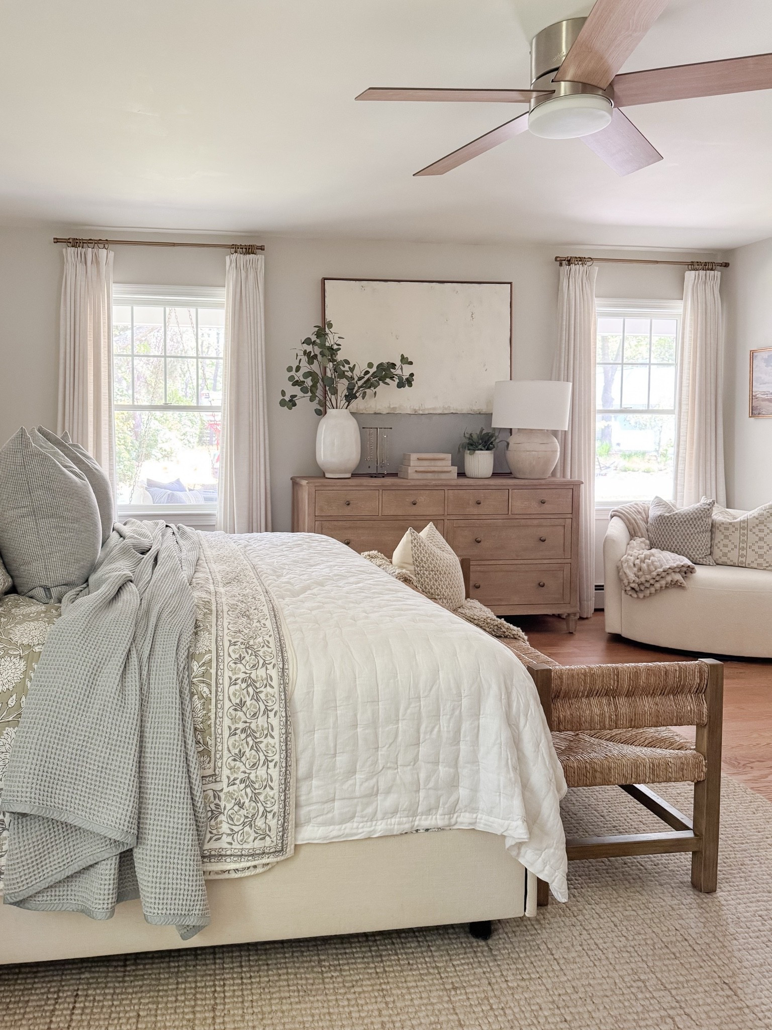 Layered coastal bedroom! This bedroom is all about relaxed layers, soft blues, and classic coastal patterns that make the space feel serene.

#LTKHome