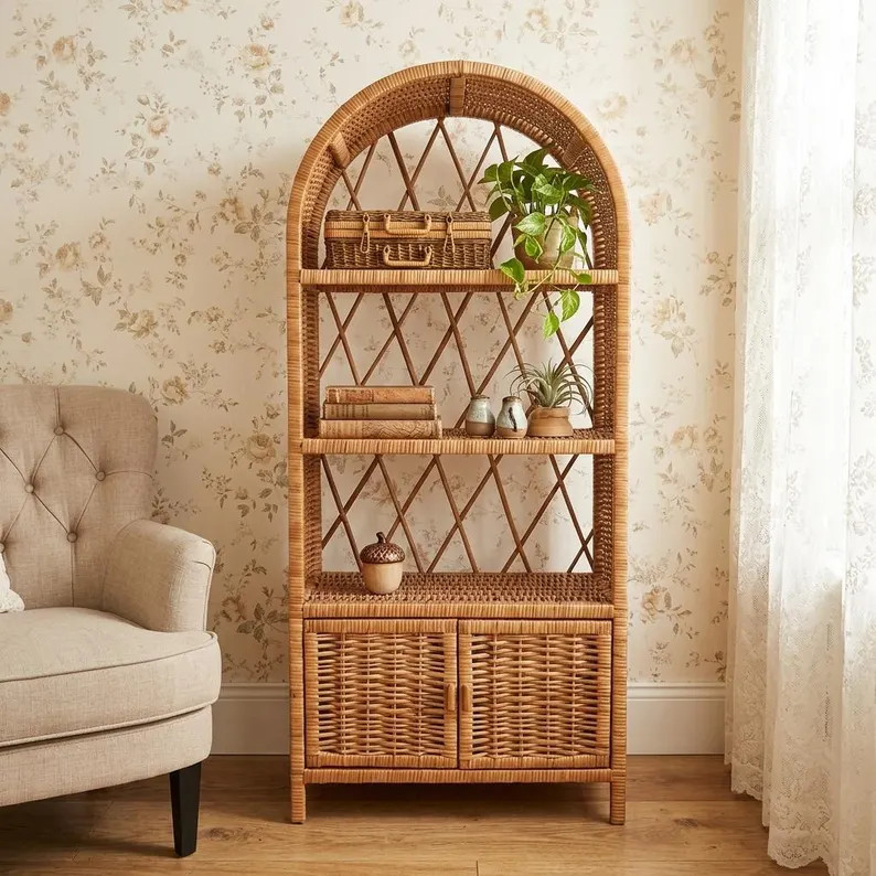 Wicker Cabinet With Arch and Doors, Natural Storage Furniture for Hallway Kitchen Bathroom, Multi... | Etsy (Global)