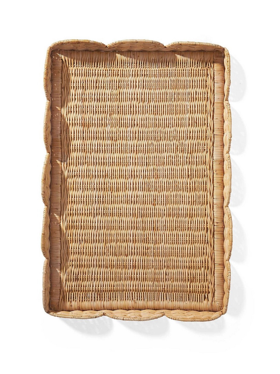 Scallop Rattan Tray | Serena and Lily