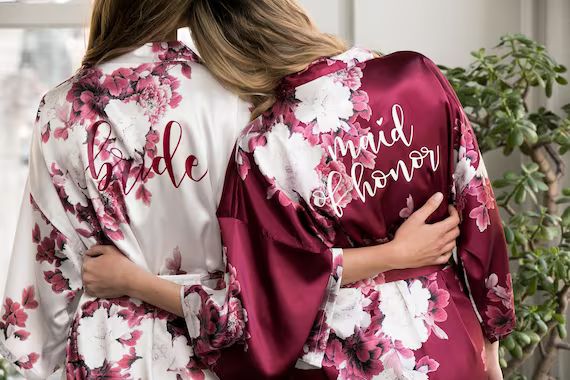 SALE! Floral Bridesmaid Robes Bridesmaid Gifts Bridal Robe Bride Robe Satin Robe Wedding Robe Bri... | Etsy (US)