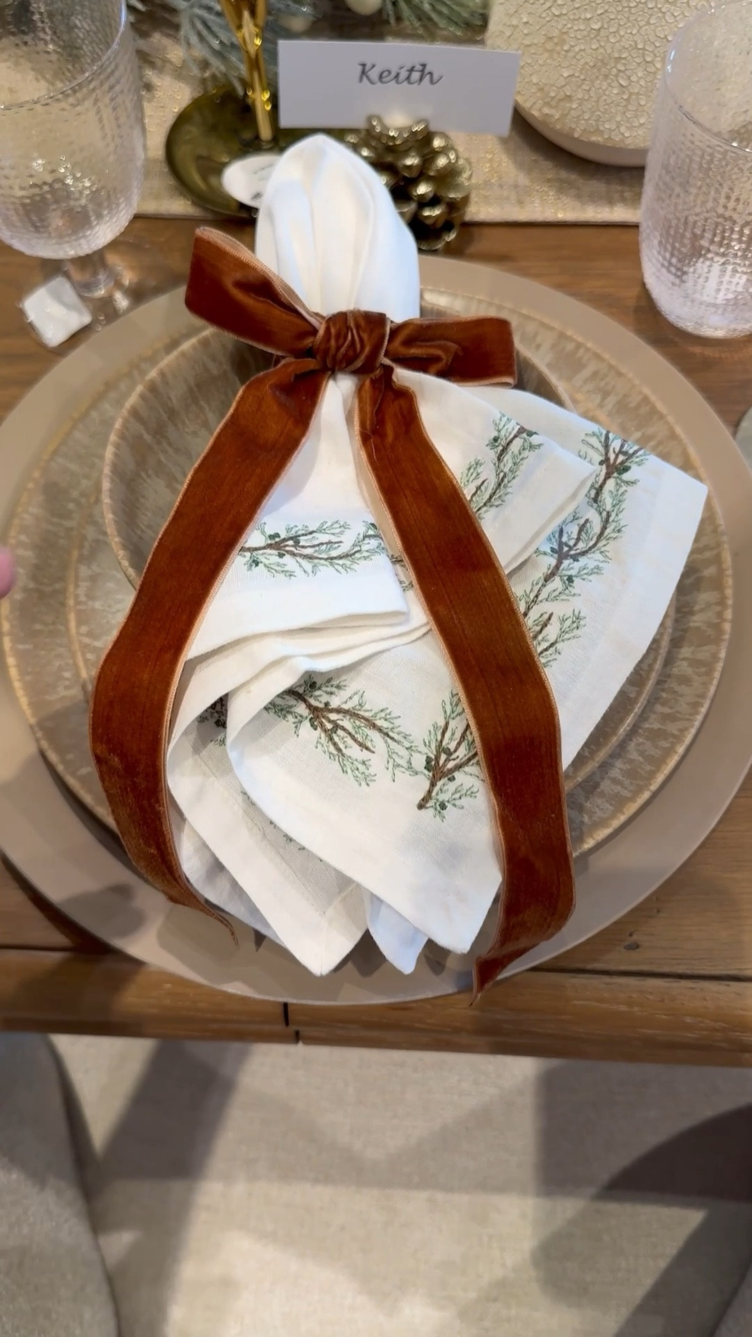 Holiday place setting with velvet bow napkin ring, Christmas tablescape, tabletop decor 

#LTKGiftGuide #LTKHome #LTKHoliday