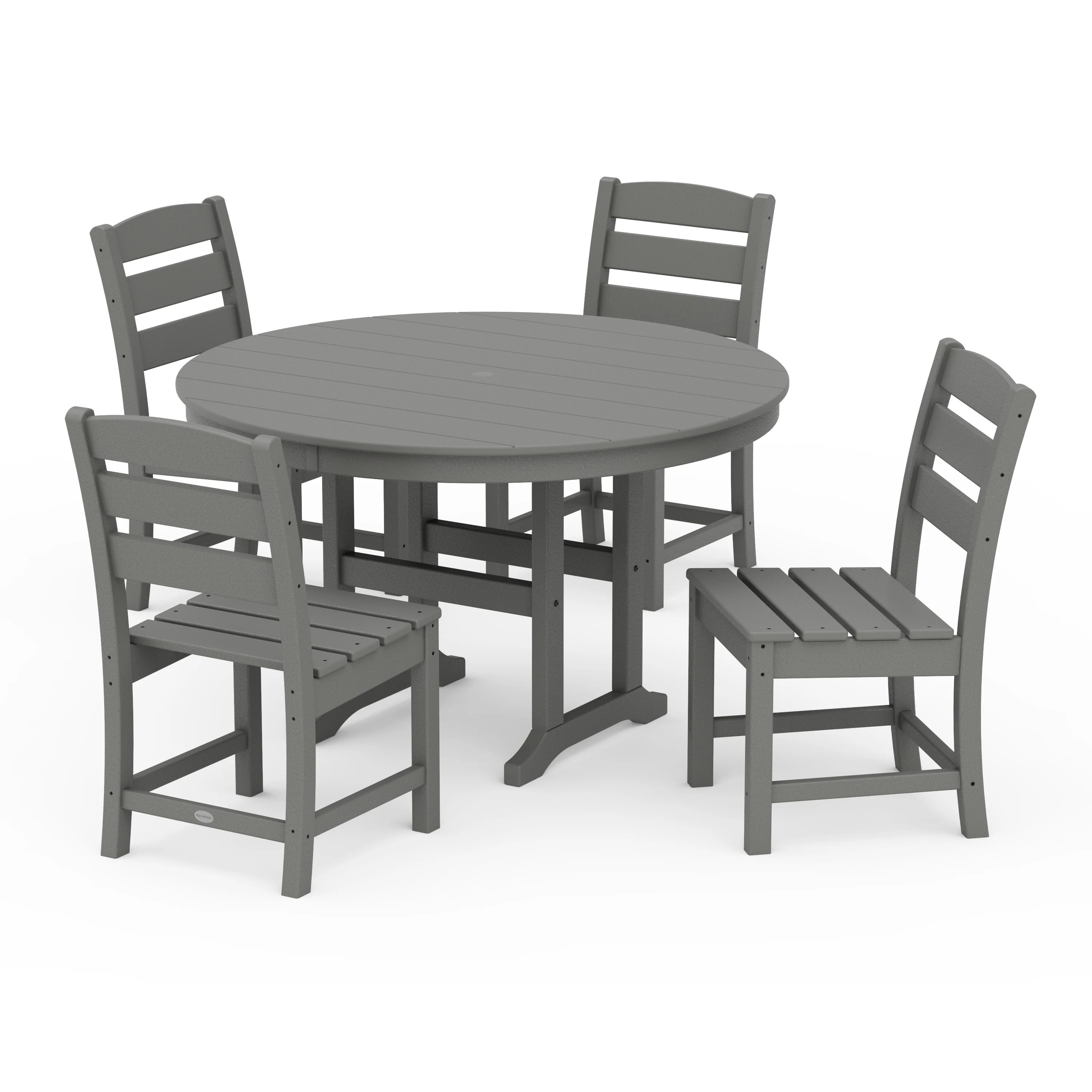 Lakeside 5-Piece Round Farmhouse Side Chair Dining Set | POLYWOOD