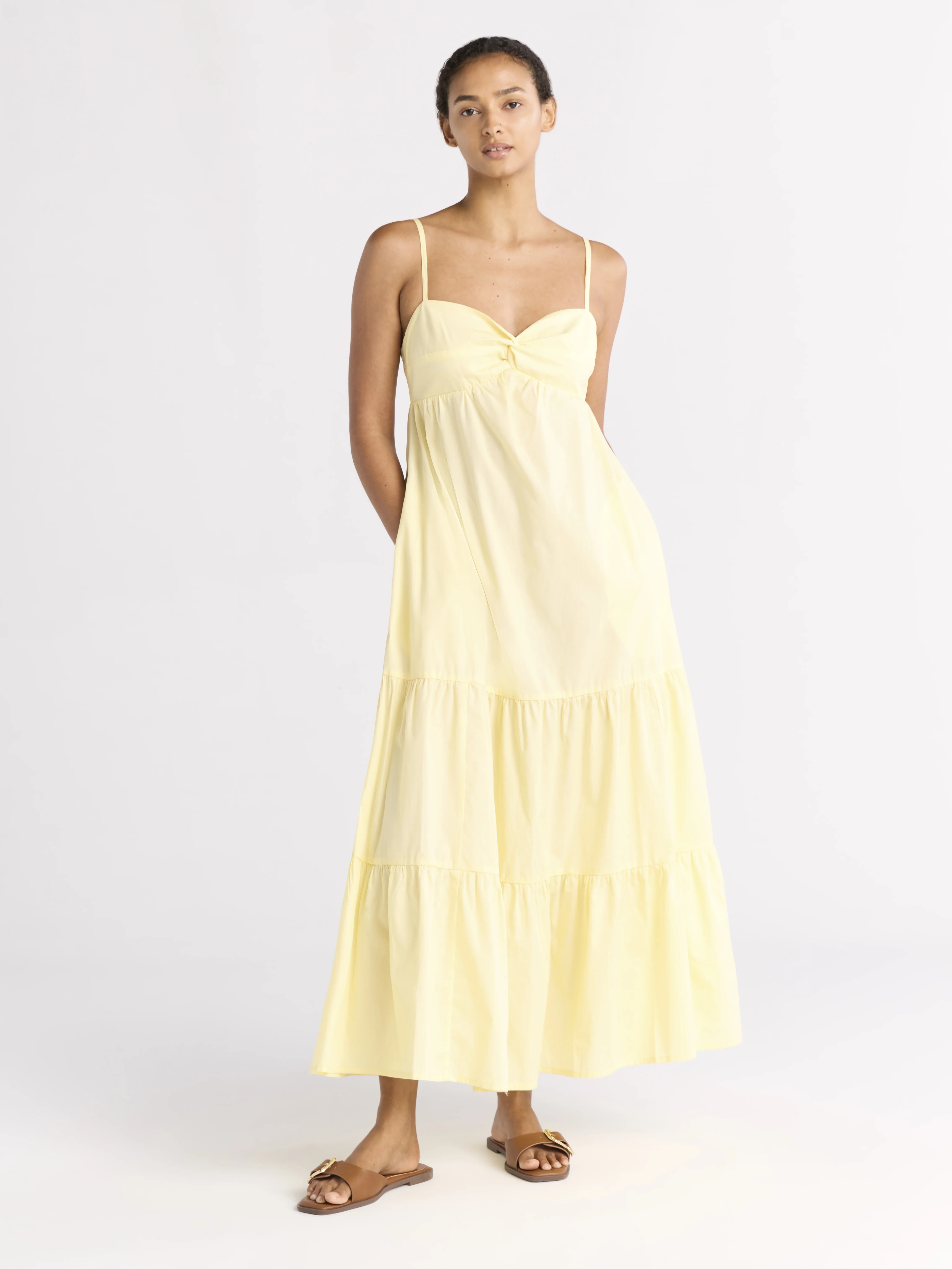 Free Assembly Women's Twist Front Cotton Maxi Dress, Sizes XS-XXXL | Walmart (US)