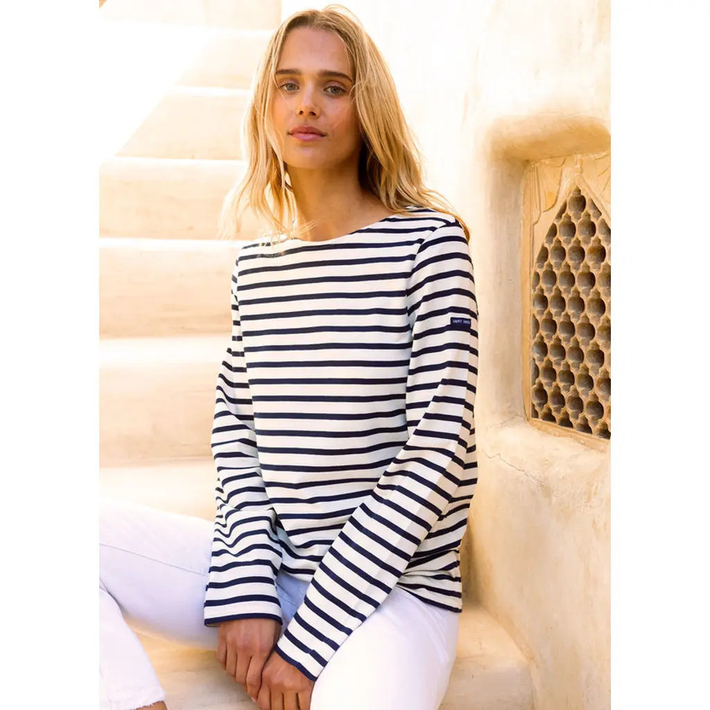 Saint James MINQUIERS MODERN - Breton Striped Shirt in Ecru/navy at Nordstrom, Size X-Small Eu | Nordstrom