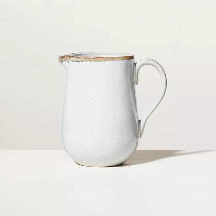 Small 47oz Glazed Stoneware Pitcher Speckled Sour Cream - Hearth & Hand™ with Magnolia | Target