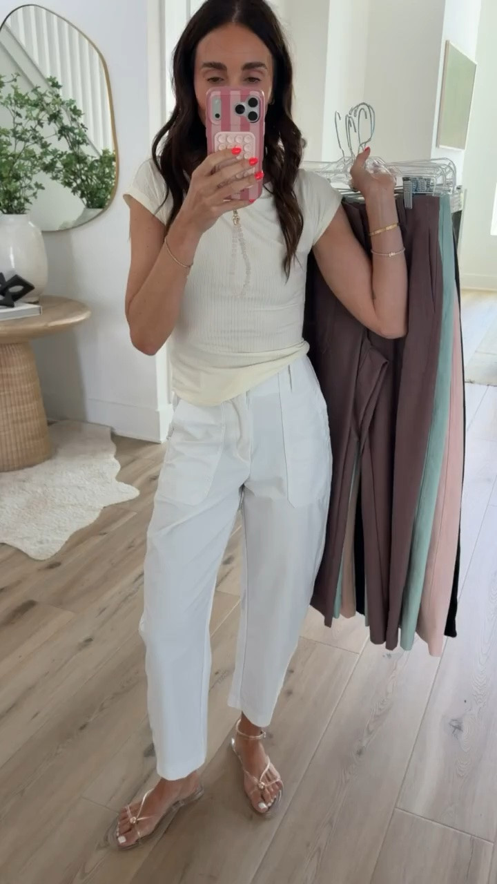 I own these pants in so many colors because they really are that versatile. The fabric has enough structure to look polished without feeling stiff, the relaxed fit is comfortable all day, and they’re one of those pairs I can dress up with heels or keep casual with sandals. They’re a staple in my closet for a reason.

white pants, everyday pants, neutral wardrobe, versatile outfit, casual chic, elevated basics, capsule wardrobe, summer outfit, fall transition, wardrobe staple, annabrstyle

#LTKootd #LTKSeasonal #LTKActive