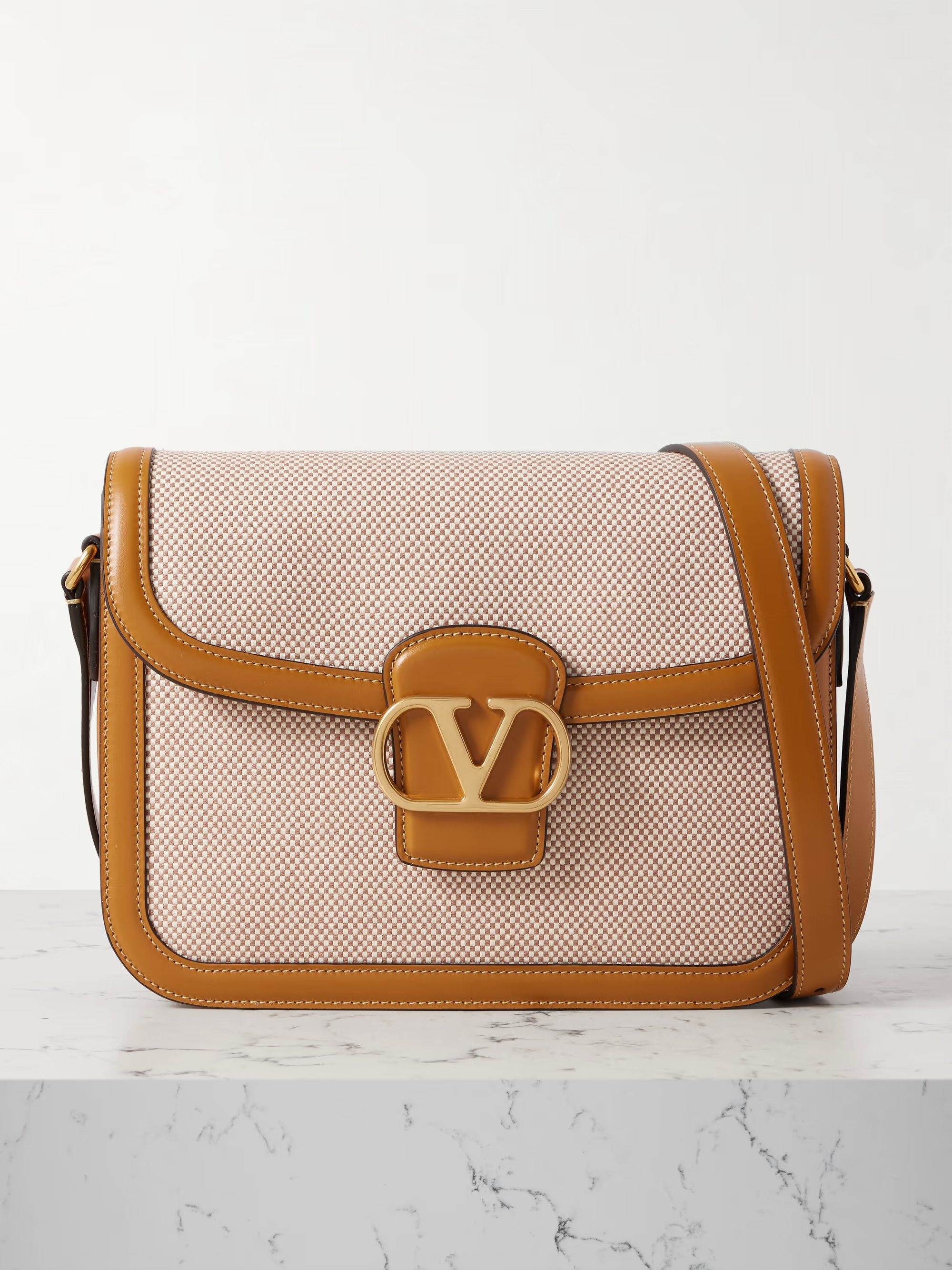 9to5 leather-trimmed canvas shoulder bag | NET-A-PORTER APAC
