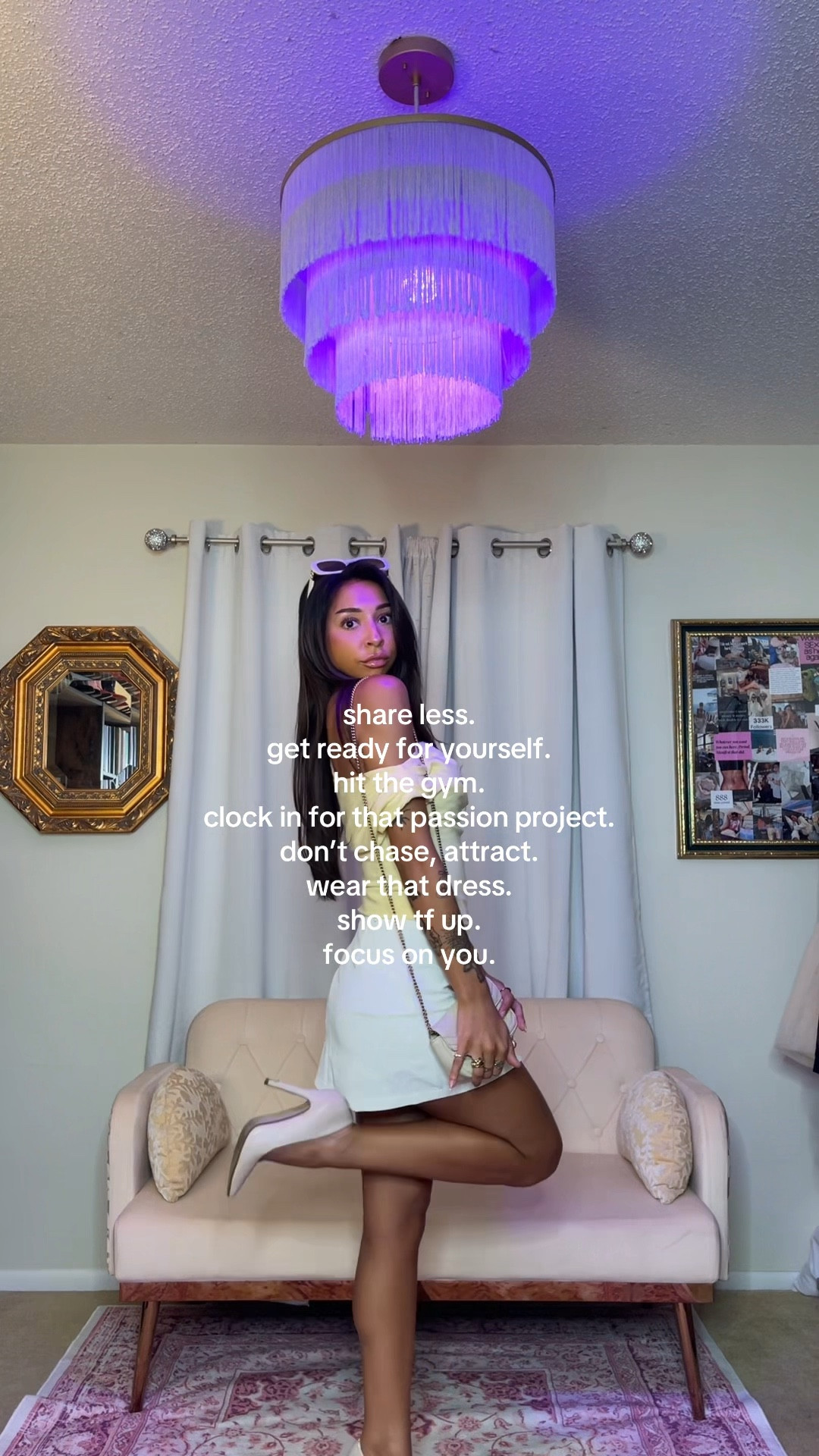 butter yellow off shoulder top + white mini skort outfit. 🎀🎀🎀 