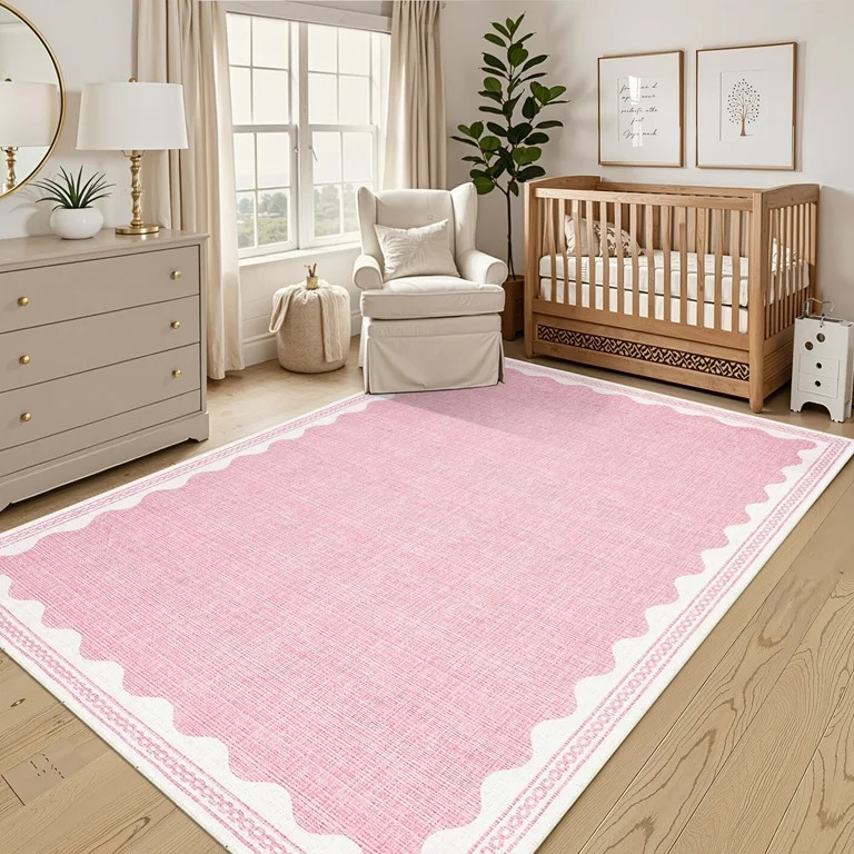 GlowSol 9'x12' Scalloped Pattern Area Rugs for Living Room Solid Washable Non Slip Low Pile Accen... | Walmart (US)