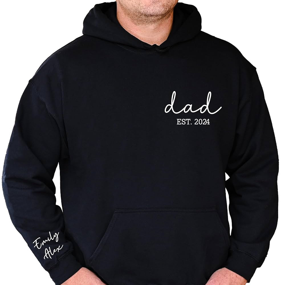 Custom Dad Hoodie with Kid Name Personalized Dad Sweatshirt New Dad Shirts for Men New Baby Girl ... | Amazon (US)