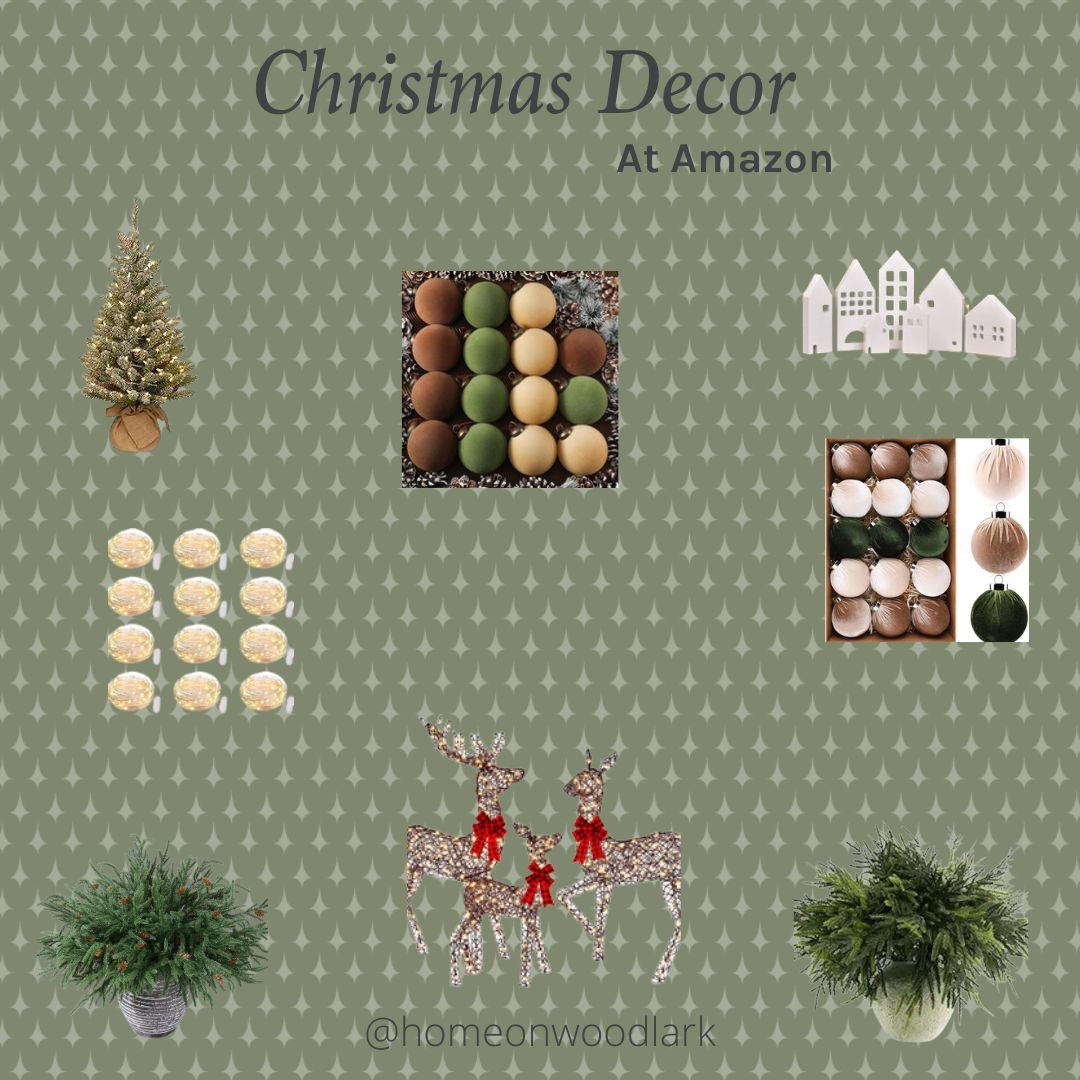 Amazon Christmas decor including faux pine stems, tabletop tree, ornaments and outdoor reindeer.  

#LTKHome #LTKSeasonal #LTKHoliday