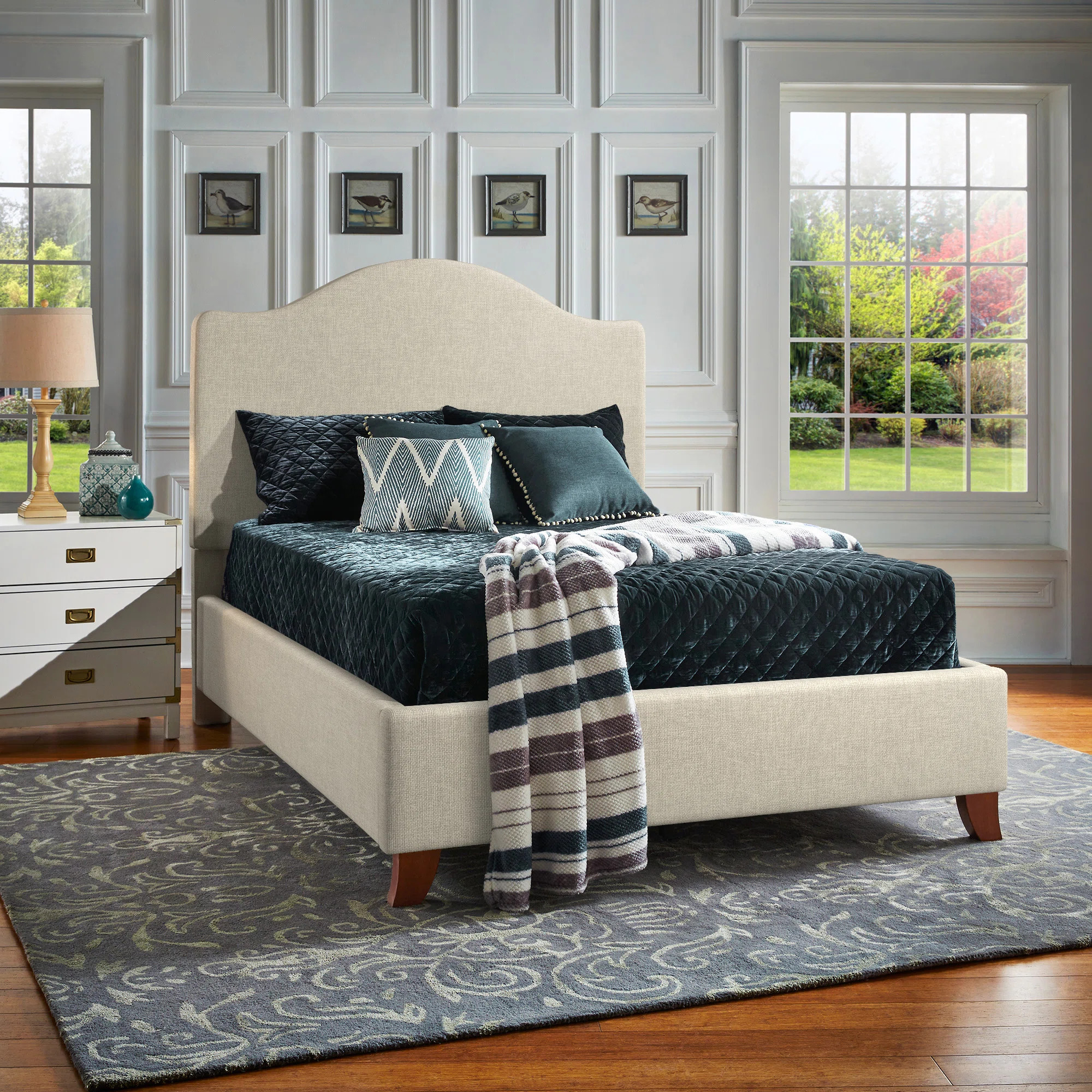Herning Upholstered Slat Bed With Curved Headboard - Queen Size | Wayfair North America