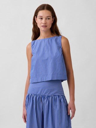 Poplin Boatneck Shell Tank Top | Gap (US)