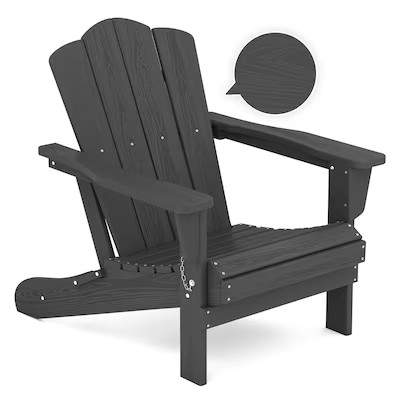 JEAREY All-Weather Patio Folding Adirondack Chair Stackable Gray HDPE Frame Stationary Adirondack... | Lowe's