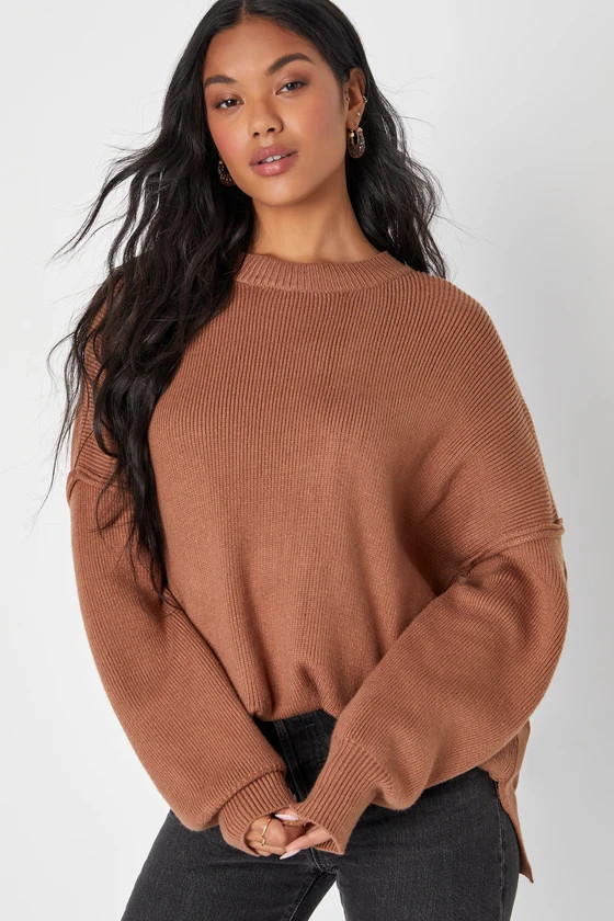 Coziest Option Brown Oversized Pullover Sweater | Lulus