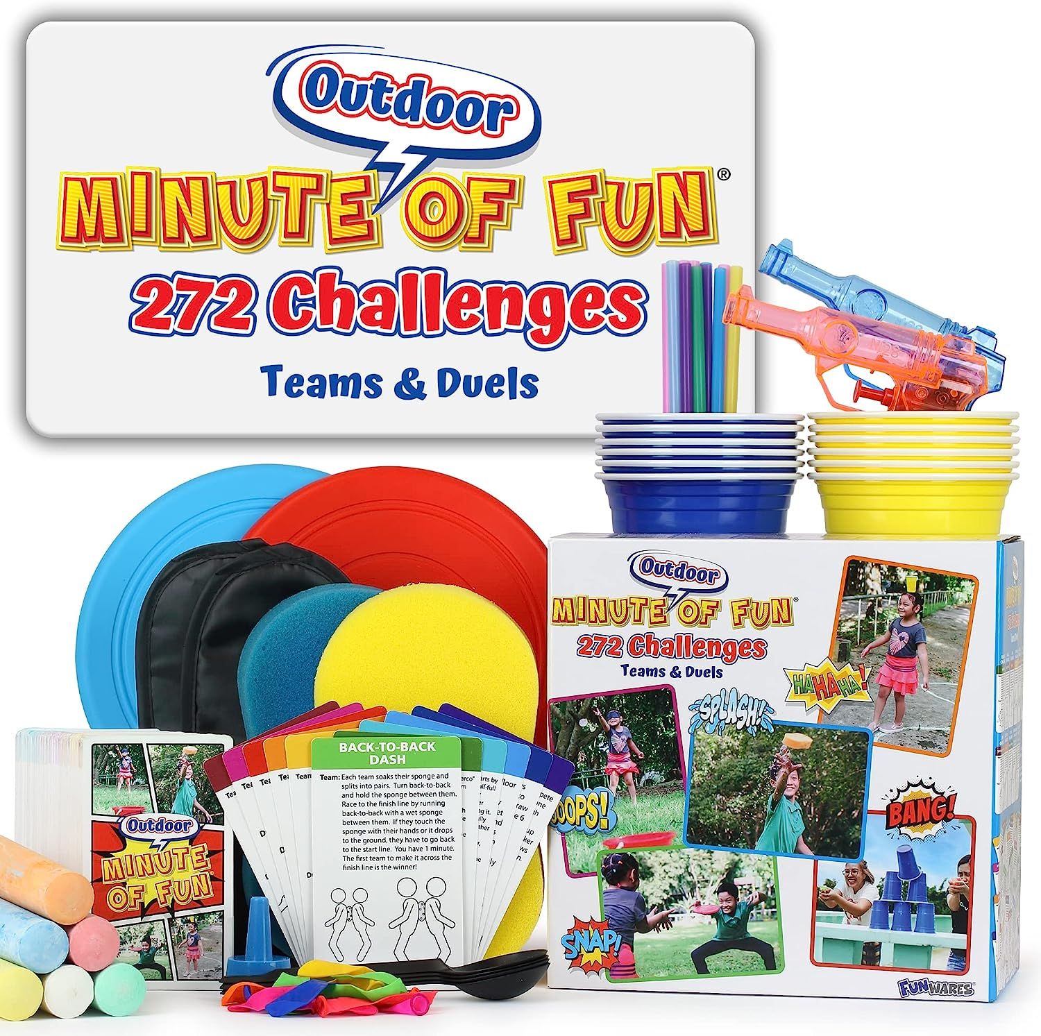 Minute of Fun Outdoor Party Game - Amazing 272 Minute to Win It Challenges for Duels Teams Partie... | Amazon (US)