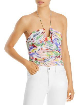 Brushstroke Floral Print Shirred Halter Top - 100% Exclusive | Bloomingdale's (US)