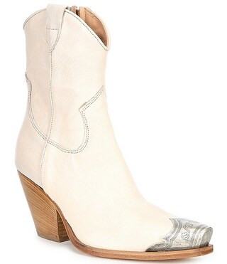 Free People Brayden Leather Metal Toe Tip Western Booties | Dillard's | Dillard's