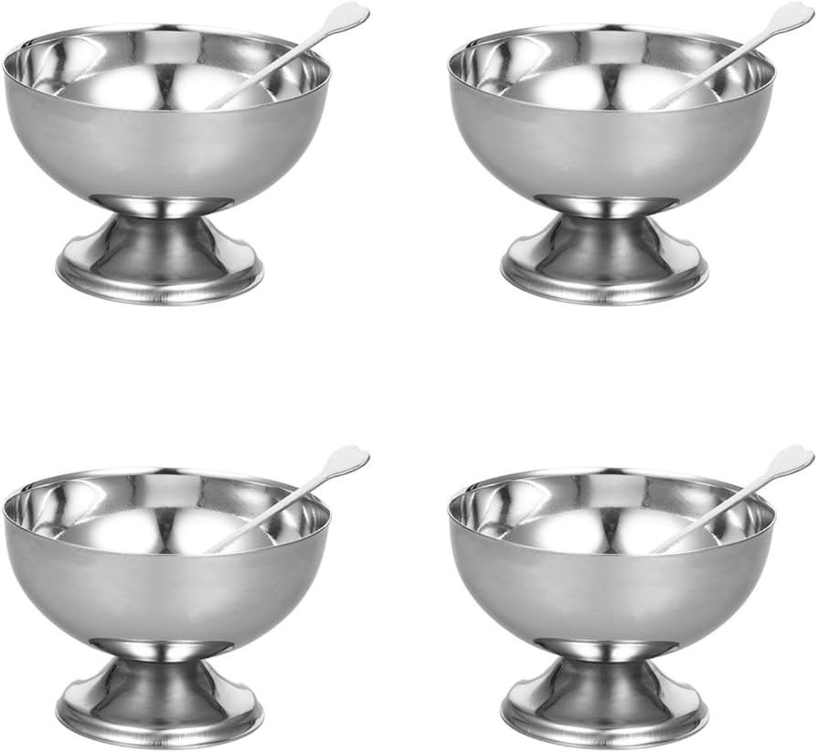 4 Pcs Stainless Steel Dessert Cup Dessert Cups Dessert Bowls Steel Desserts Gold Footed Metal Des... | Amazon (US)