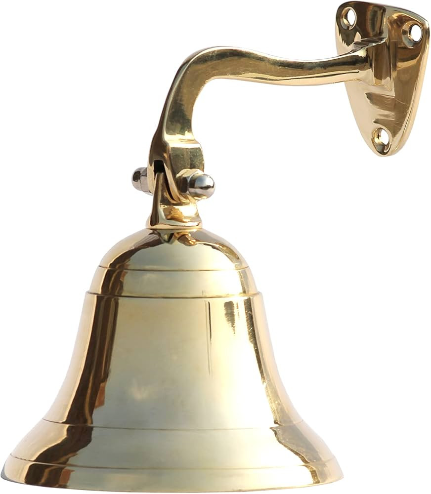 Handcrafted Trading Co Wall Mountable Nautical Brass Bell 4" Gold - Solid Brass Wall Hanging Ship... | Amazon (US)