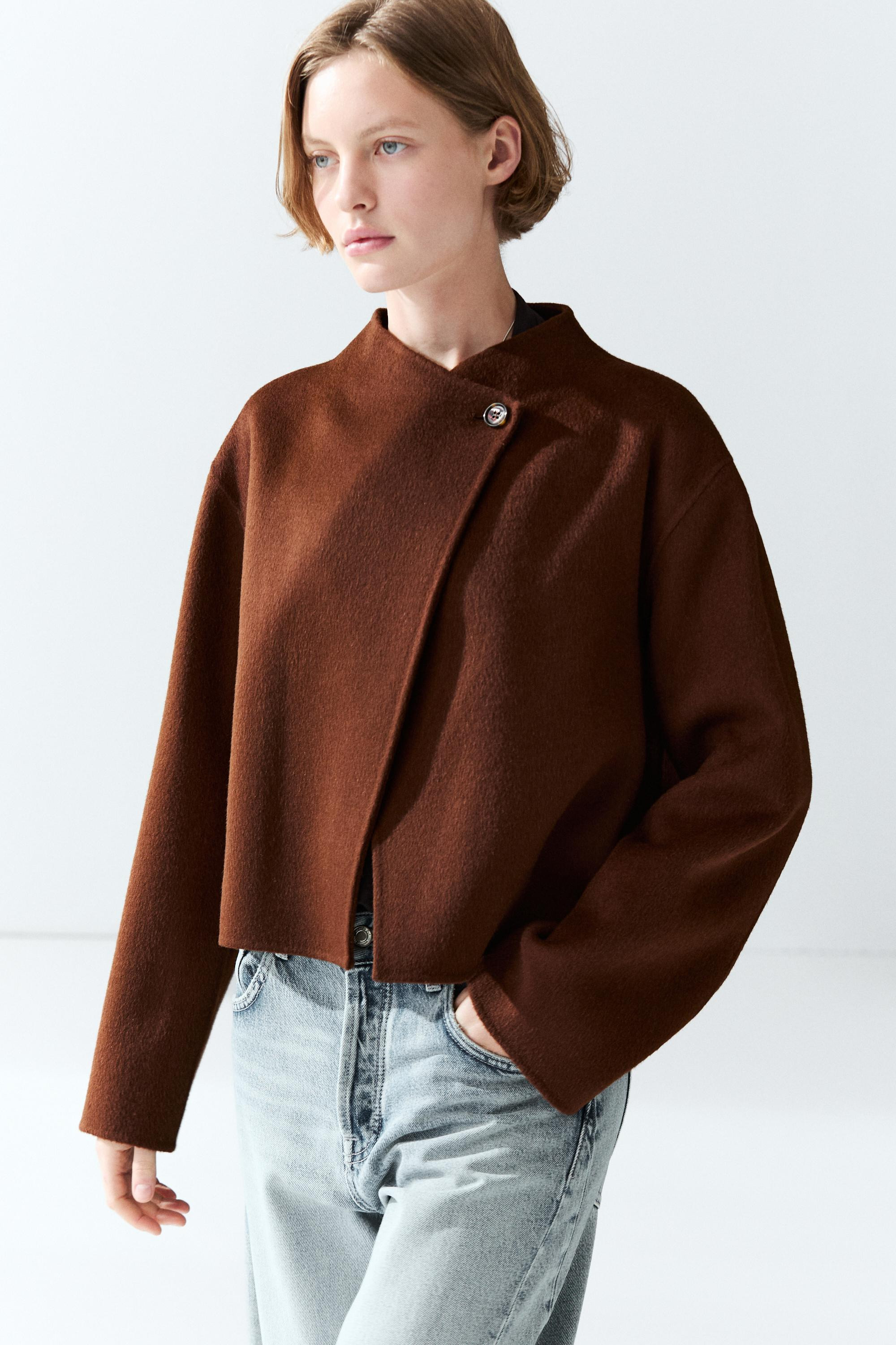 Button detail cape jacket | Massimo Dutti UK